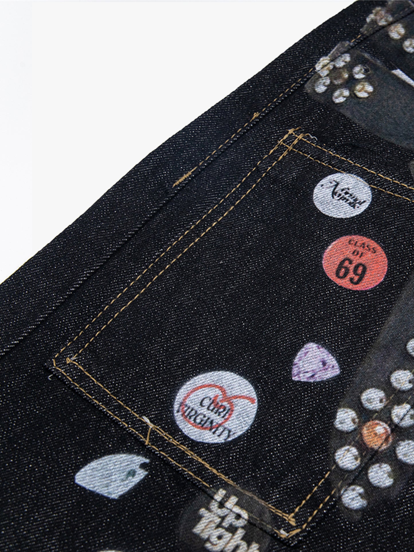Y2K Wide Leg Jeans Women Studded Patchwork High Waist Denim Pants-S1003