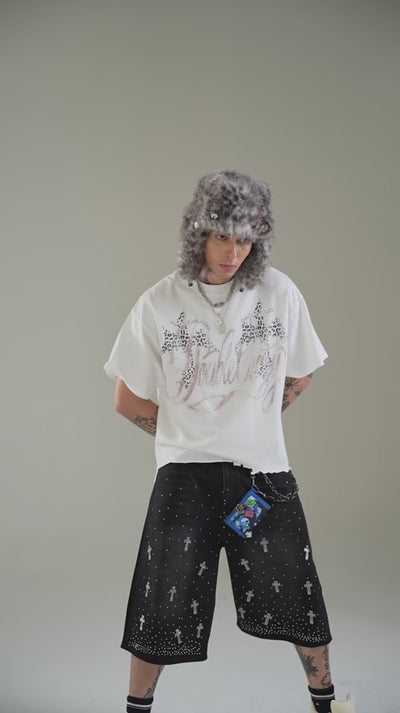 Rhinestone Logo Graphic T-shirt-421