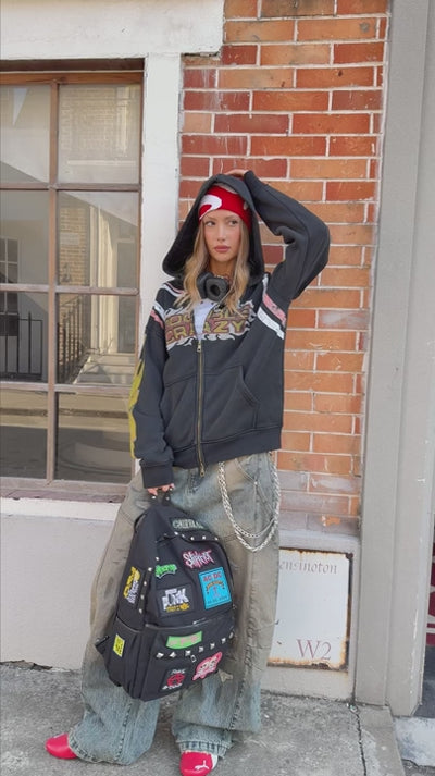 Flame Burst Zip Hoodie-379