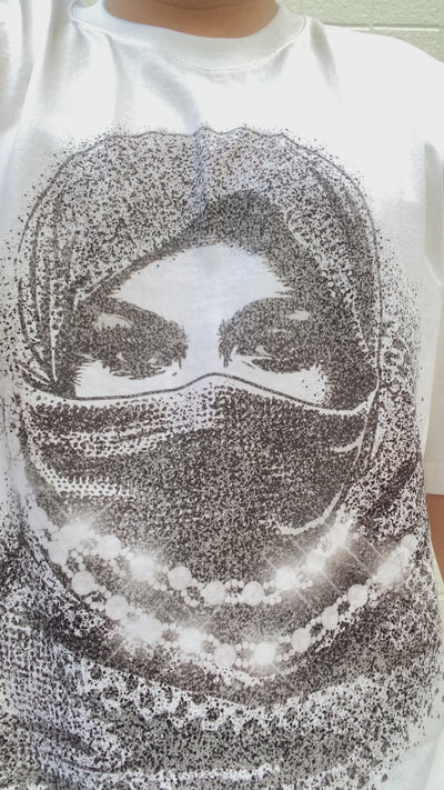 Trendy Hijab Print Oversized White T-shirt - 155