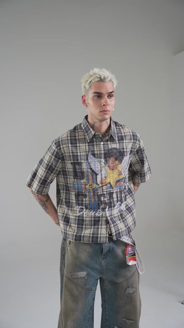 L.A. Grunge Cracked Cherub Shirt-427