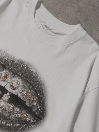 Blinged Cross Grill T-shirt -057
