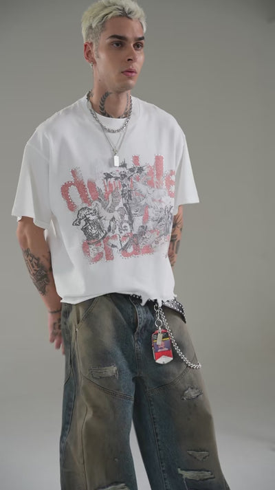 Archive Collage Distressed Tee-444