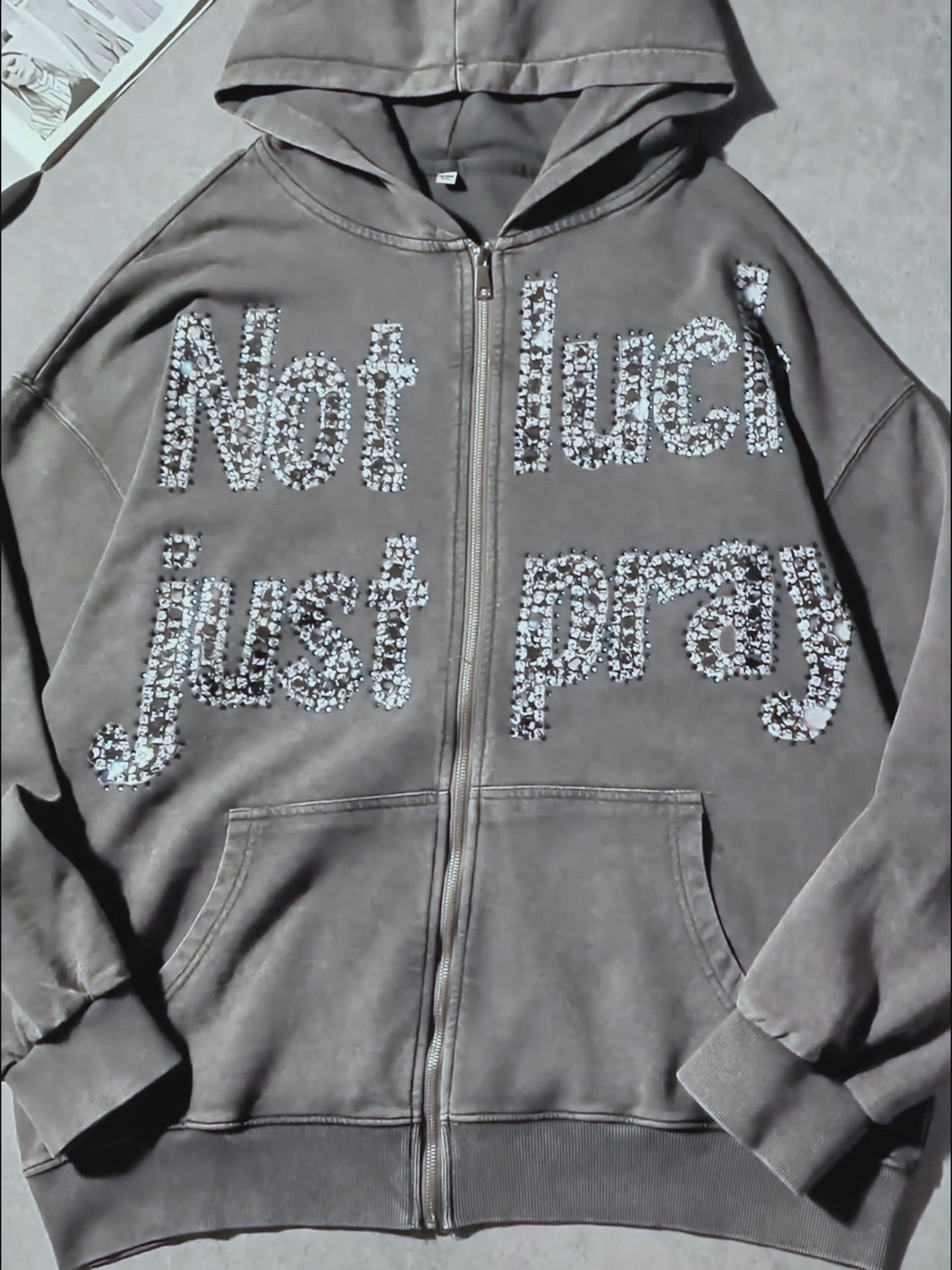 Diamond Graffiti No Luck Just Pray Hoodie-069L