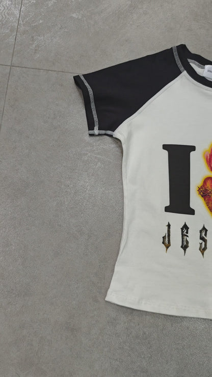 I Love Jesus Sacred Heart Print Baby Tee-186