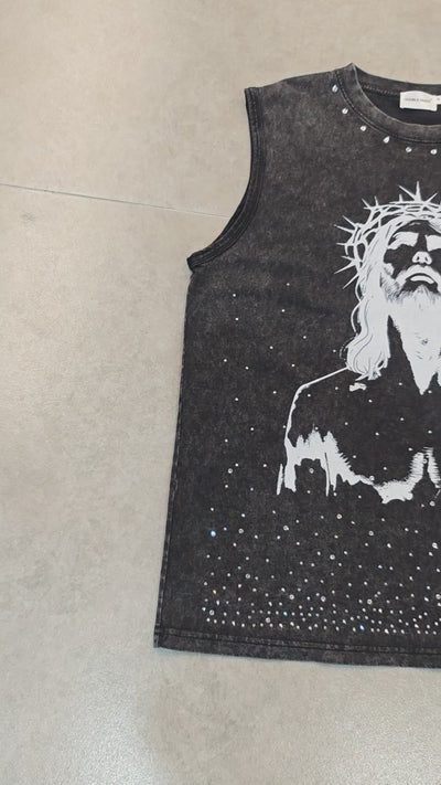 Gothic Jesus Graphic Tank Top-206