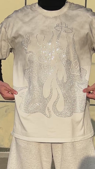 DOUBLECRAZY Flame Man Diamond Gradient Vintage T-shirt