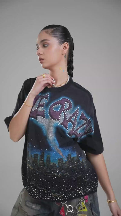 Boxy L.A. Skyline Iced Out Tee-435