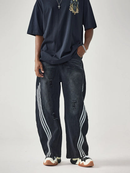 Street Sport Stripes Denim Pants-S1005